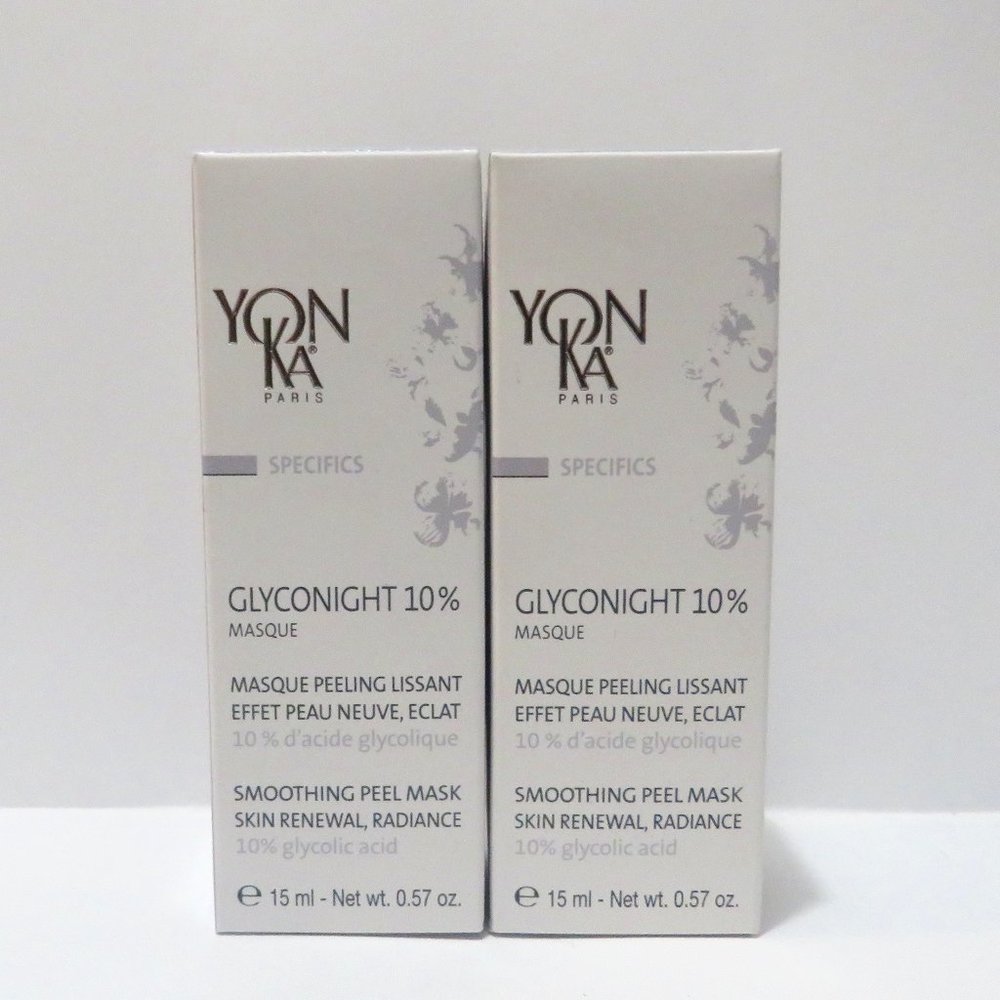 YONKA GLYCONIGHT 10% SMOOTHING PEEL MASK SKIN RENEWAL, RADIANCE 0.57 OZ 2 PC LOT